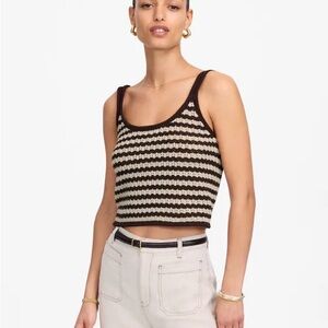 Madewell Brown and Cream Striped crochet Top